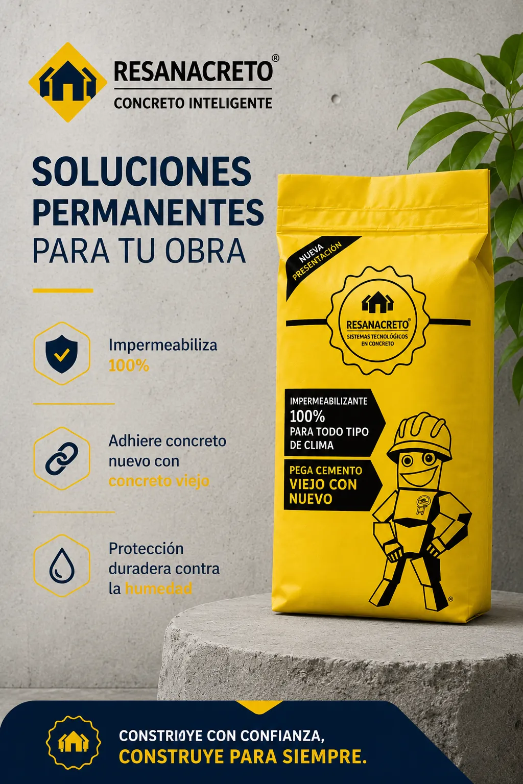 Impermeabilizante Resanacreto para protección del concreto