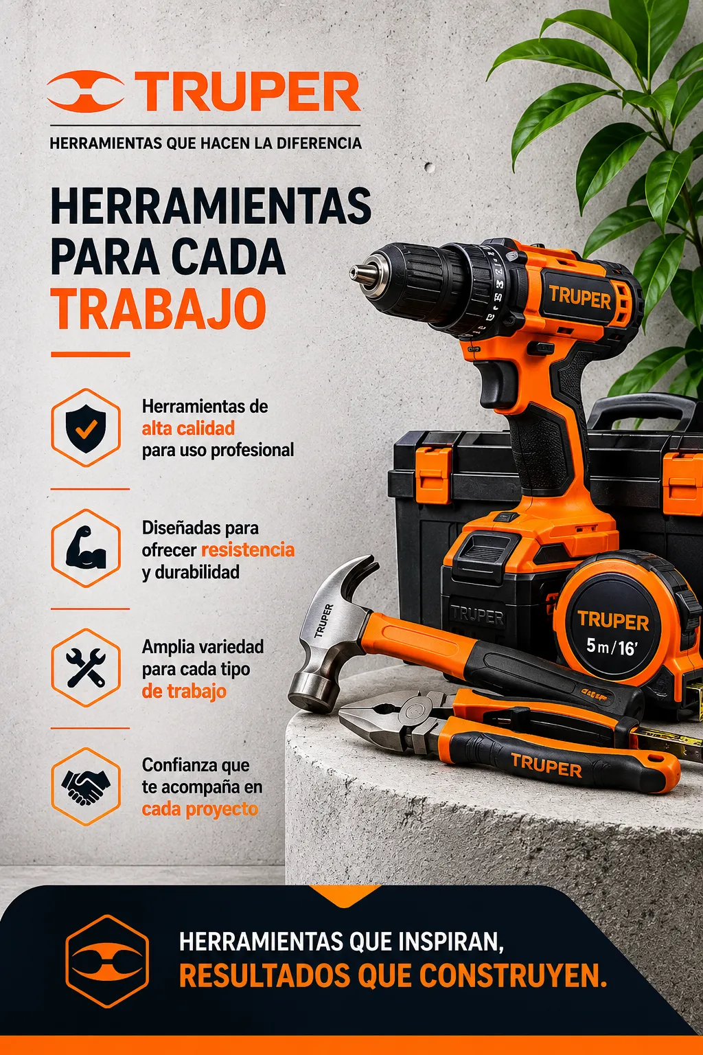 Herramientas Truper para trabajos de construcción